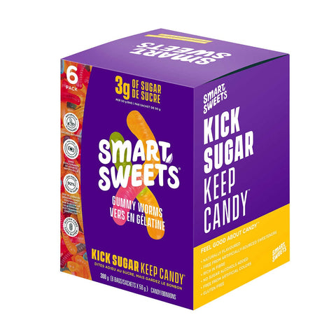 Smart Sweets Gummy Worms, 6 x 50 g