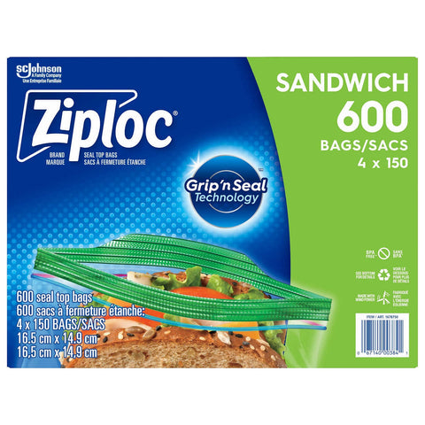 Ziploc Sandwich Bags, 4 x 150 bags