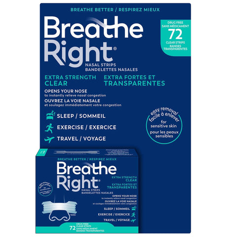 Breathe Right Nasal Strips Extra Clear, 72 units