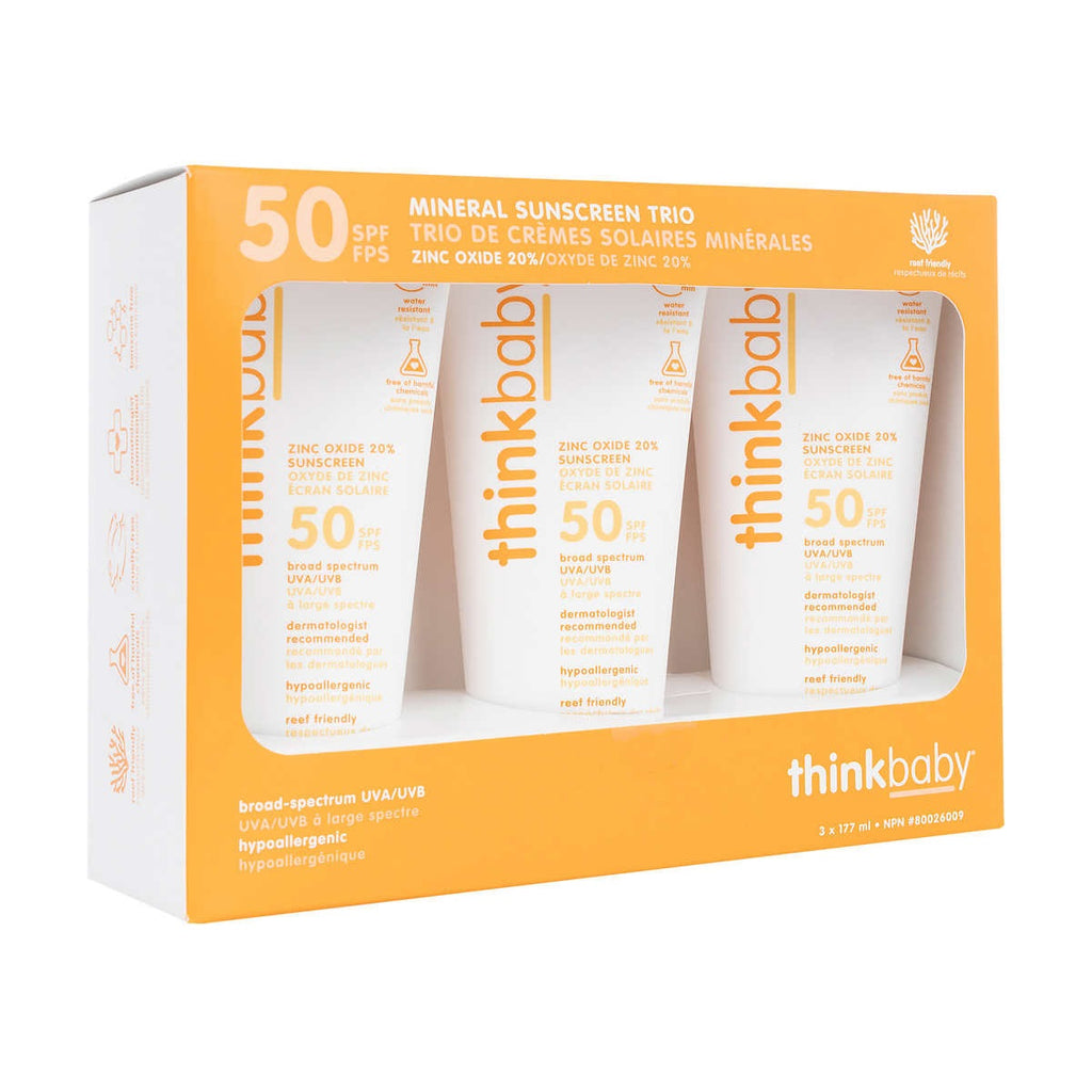 Thinkbaby Safe Sunscreen SPF 50, 3 x 177 mL