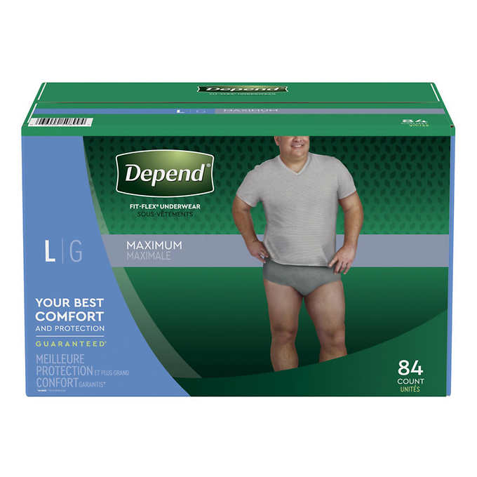 Depend Men's Maximum Absorbency Underwear Large, 80 units