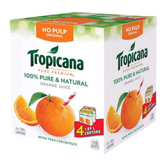 Tropicana Orange Juice No Pulp, 4 x 1.9 L