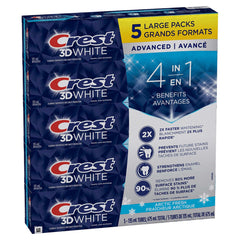 $4.5 OFF - Crest 3D White Advanced Toothpaste, 5 x 135 mL