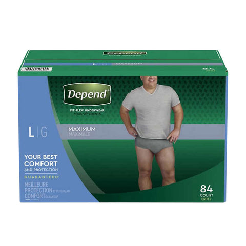Depend Men's Maximum Absorbency Underwear Large, 80 units