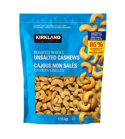 Kirkland Signature Roasted Unsalted Whole Cashews, 1.1 kg
