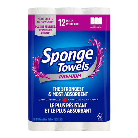 $7 OFF - Sponge Premium Paper Towels, 12 x 106 sheets