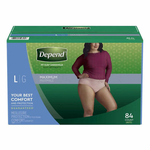 Depend Women's Maximum Absorbency Underwear Large, 84 pack