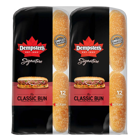 Dempster's Deluxe White Sausage Hot Dog Buns, 2 x 12 buns