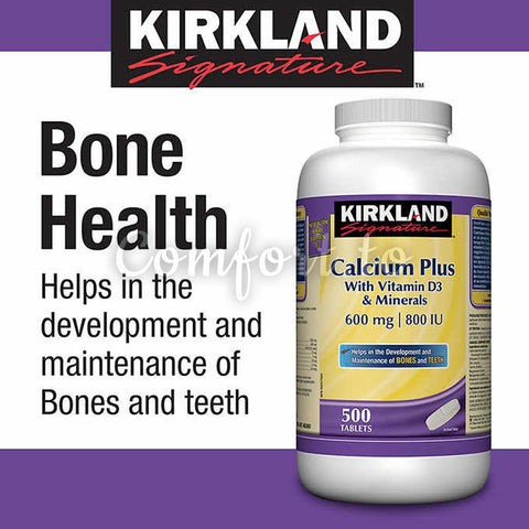 $3 OFF - Kirkland Signature Calcium Plus With Vitamin D3 & Minerals 600 mg | 800 Iu, 500 tablets