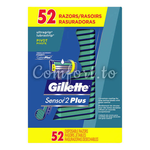 Gillette Sensor 2 Plus Disposable Razors, 52 razors