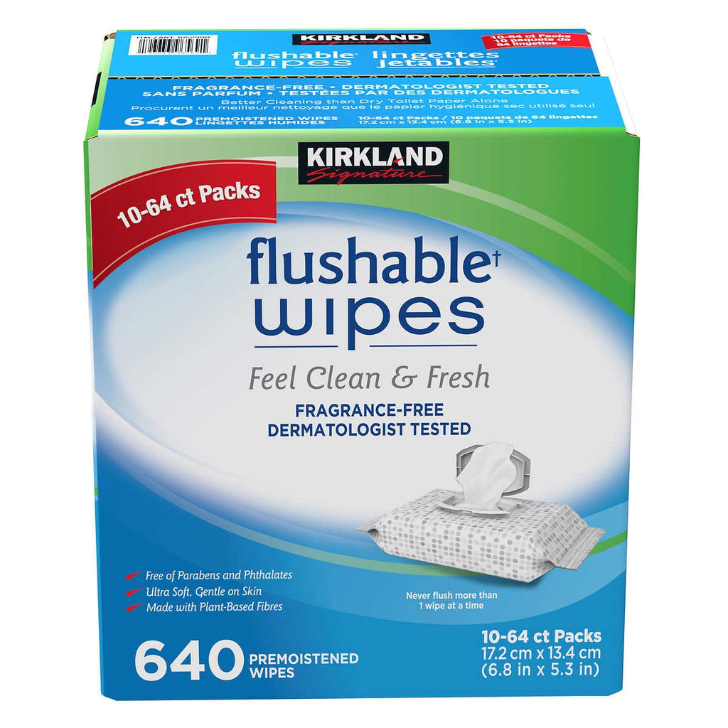 Kirkland Moist Flushable Wipes , 640 wipes