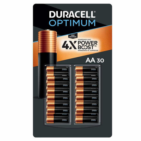 Duracell Optimum AA Batteries with Power Boost Ingredients, 30-count, 30 pack