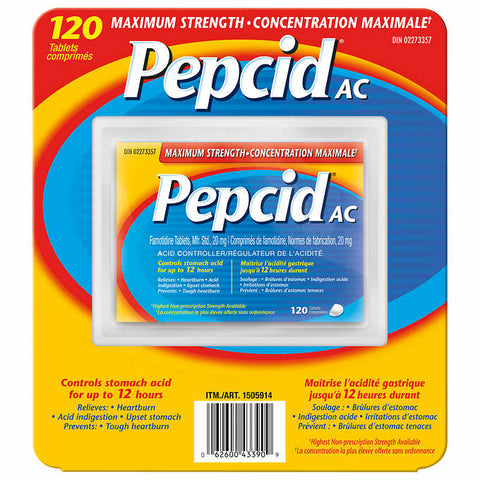 $7 OFF - Pepcid Maximum Strength AC Tablets Acid Reducer for Heartburn, 120 tablets