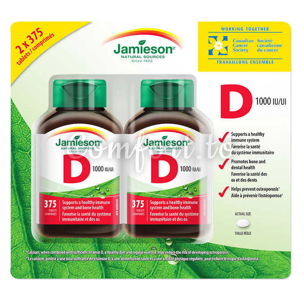 Jamieson Vitamin D3 1000 Iu, 2 x 375 tablets