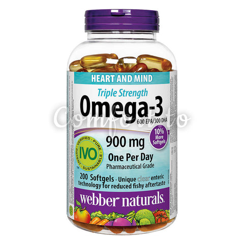 Webber Naturals Triple–Strength Omega–3, 200 softgels