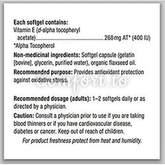 Webber Naturals Vitamin E, 400Iu, 300 softgels