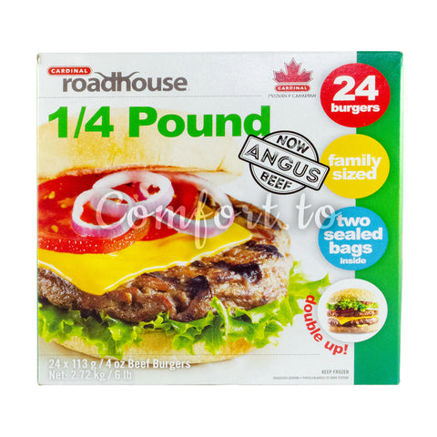 Roadhouse Frozen 1/4 Pound Angus Beef Burgers, 24 x 113 g