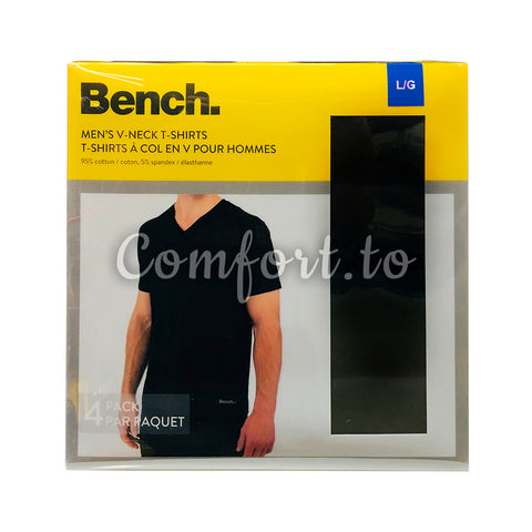 Bench Men's V-Neck T-Shirts 95 % Cotton Black L, 4 units