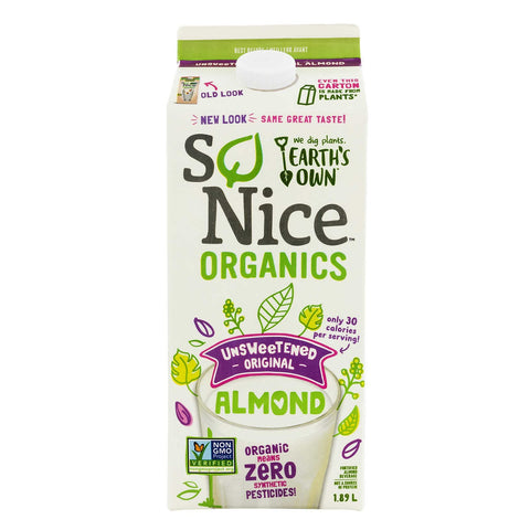 So Nice Organic Unsweetened Almond Beverage, 3 x 1.9 L