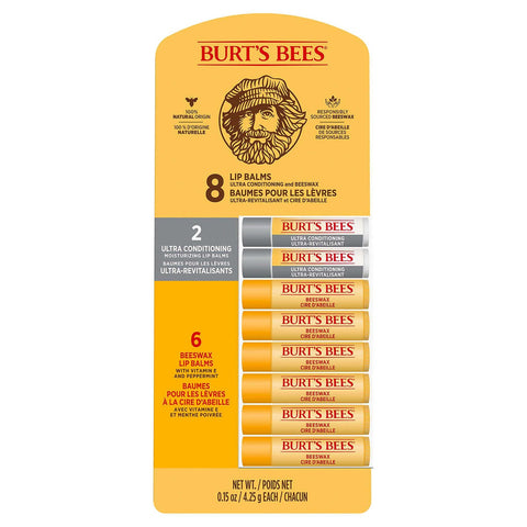 Burt’s Bees - 100% Natural Moisturizing Lip Balm, 8 set