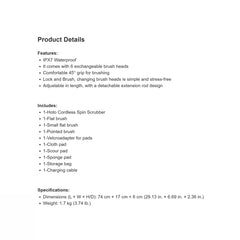 HOTO Cordless Spin Scrubber, 1 unit