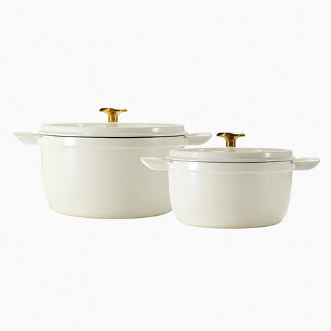 Tramontina Cast Iron Covered Casserole Set - White, 2 pots