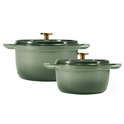Tramontina Cast Iron Covered Casserole Set - Green, 2 pots