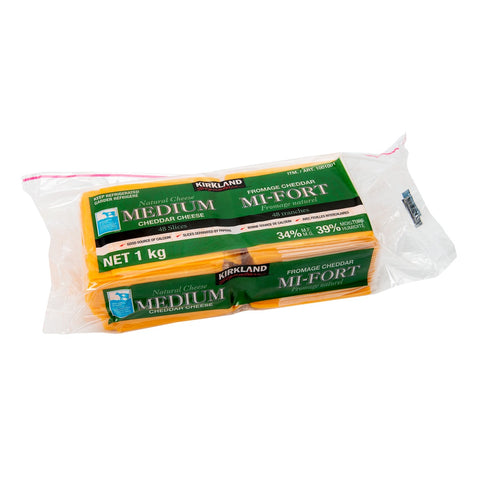 Kirkland Signature Sliced Medium Cheddar Cheese, 1 kg