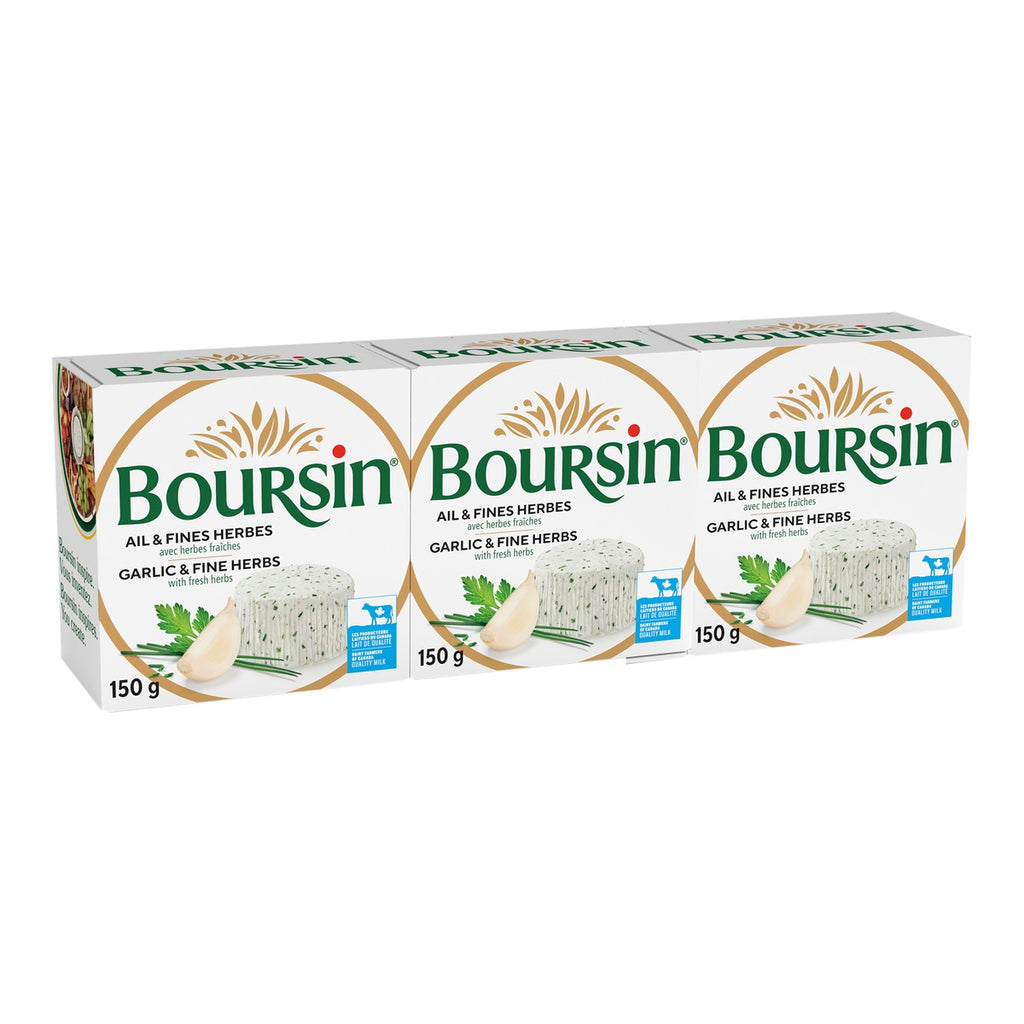 Boursin Garlic and Fine Herbs Cheese, 3 x 150 g