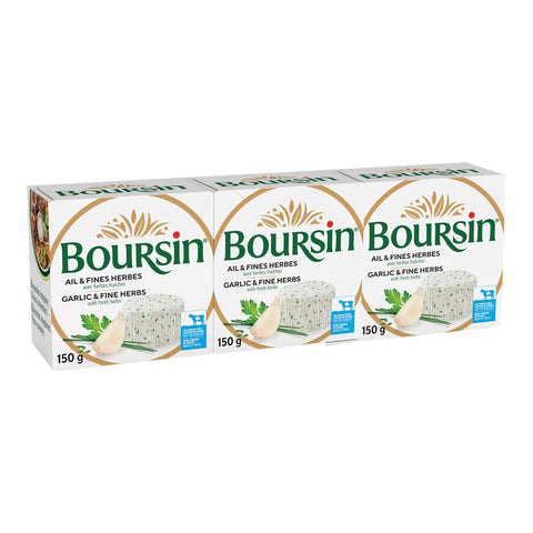 Boursin Garlic and Fine Herbs Cheese, 3 x 150 g