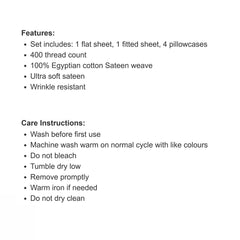 HS Sateen Queen Egyptian Cotton 400 TC, 6 pieces