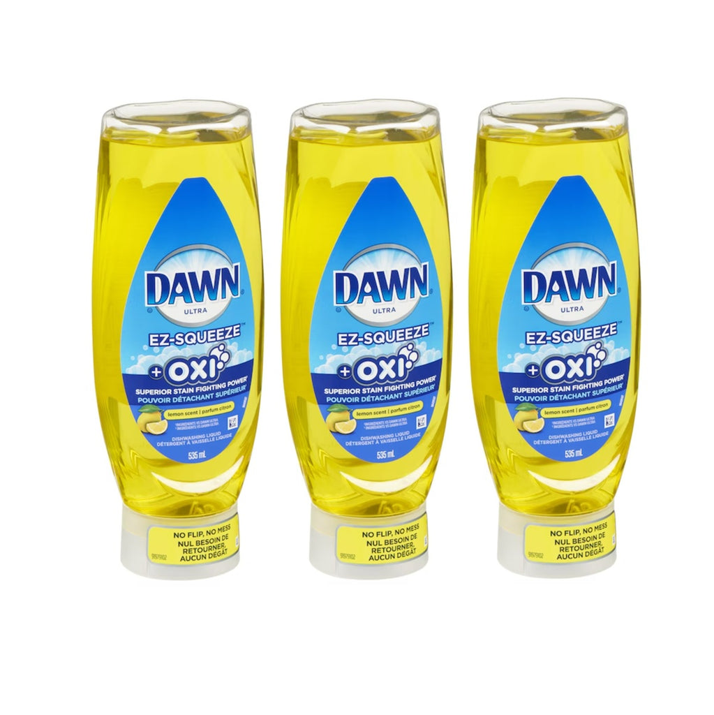 Dawn Ultra + Oxi EZ-Squeeze Lemon Dish Soap, 3 x 630 ml