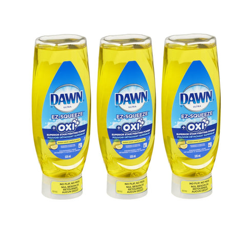 Dawn Ultra + Oxi EZ-Squeeze Lemon Dish Soap, 3 x 630 ml