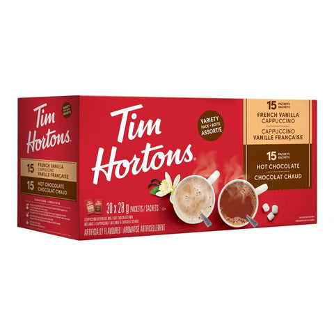 Tim Hortons Hot Chocolate & French Vanilla Cappucino, 30 x 28 g