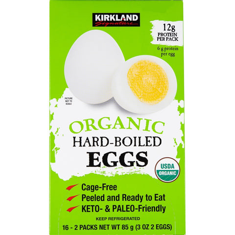 Kirkland Signature Organic Hard-Boiled Eggs, Peeled, 2 x 16 eggs