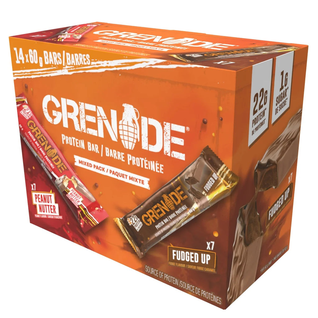 Grenade Peanut Nutter and Fudged Up Flavoured Protein Bars, 14 x 60 g