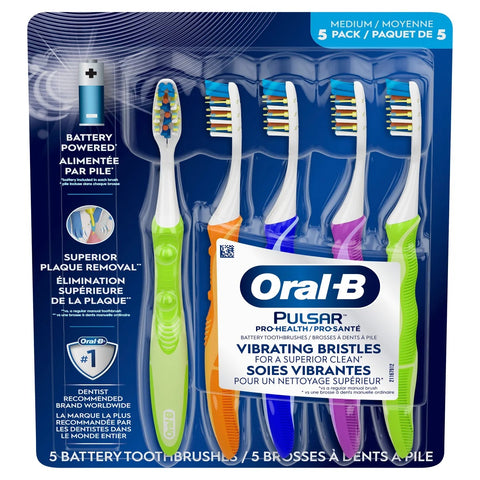 Oral-B pulsar Toothbrushes(medium), 5 units