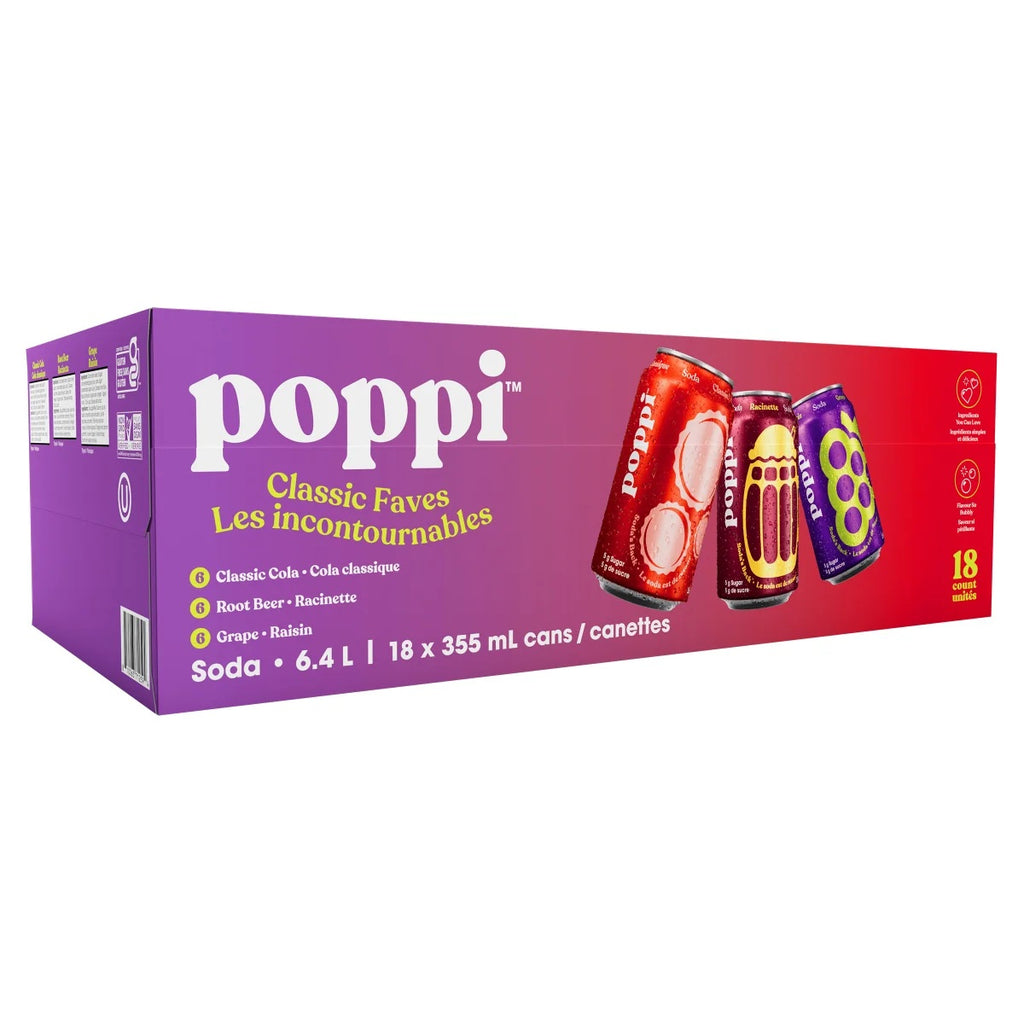 $8 OFF - Poppi Classic Faves Soda, 18 x 355 ml
