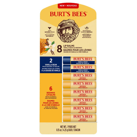 Burt’s Bees - 100% Natural Moisturizing Lip Balm, 8 set