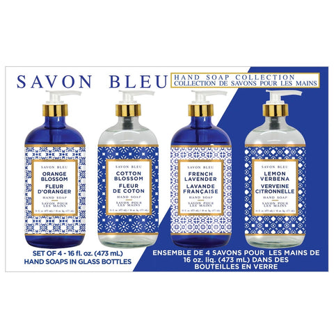 Savon Bleu Hand Soap Glass Set, 4 x 473 ml