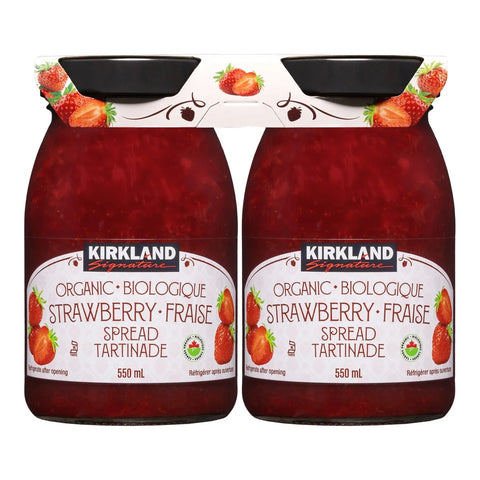 Kirkland Signature Organic Strawberry Spread, 2 x 550 ml