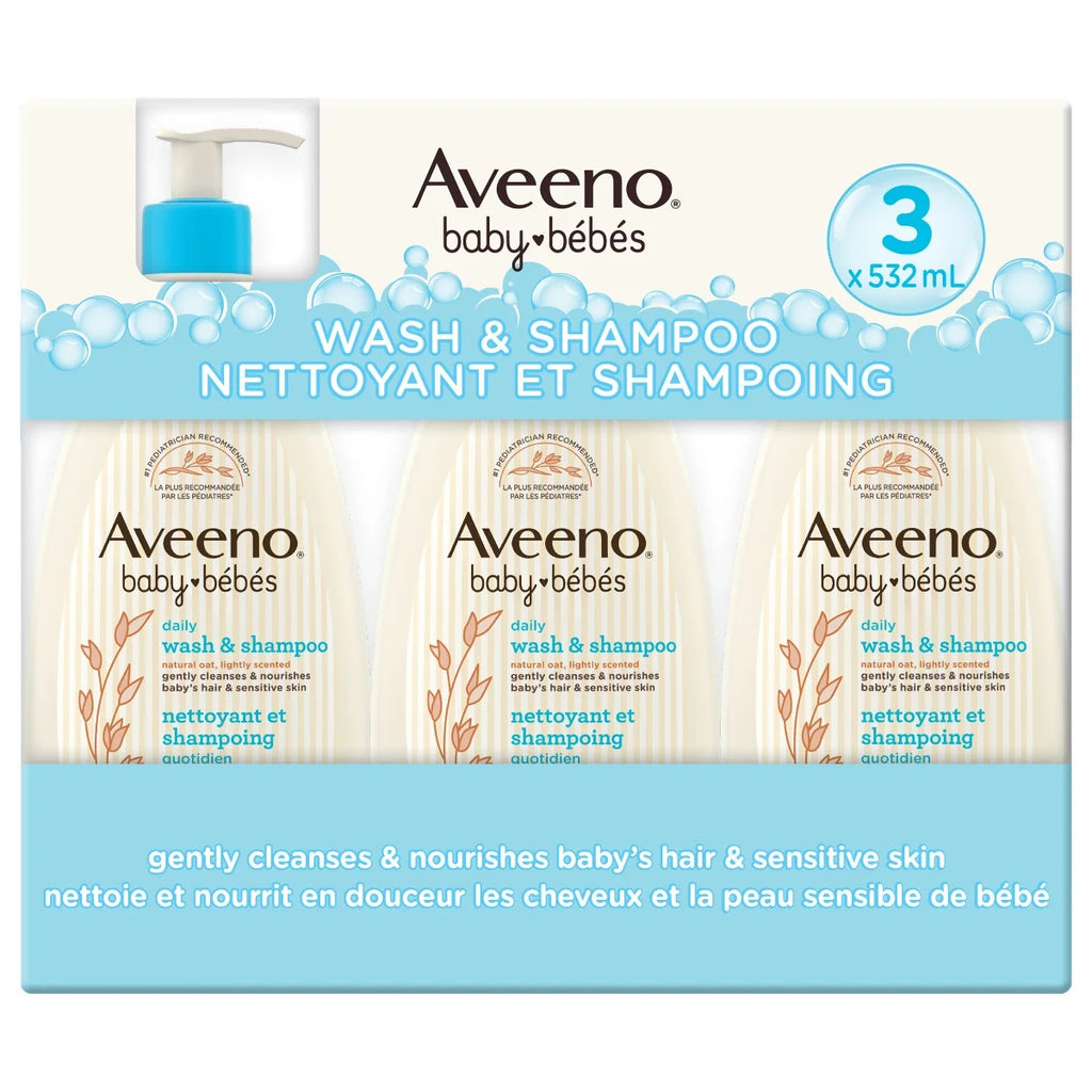 Aveeno baby Wash and Shampoo, 3 x 532 ml