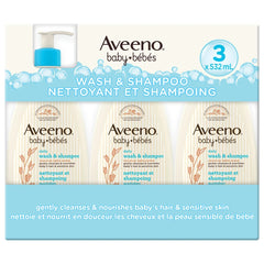 Aveeno baby Wash and Shampoo, 3 x 532 ml