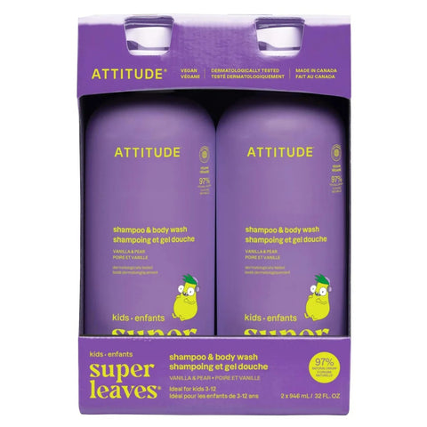 $5 OFF - ATTITUDE Super Leaves Kids 2in1 Shampoo & Body Wash, 2 x 946 ml