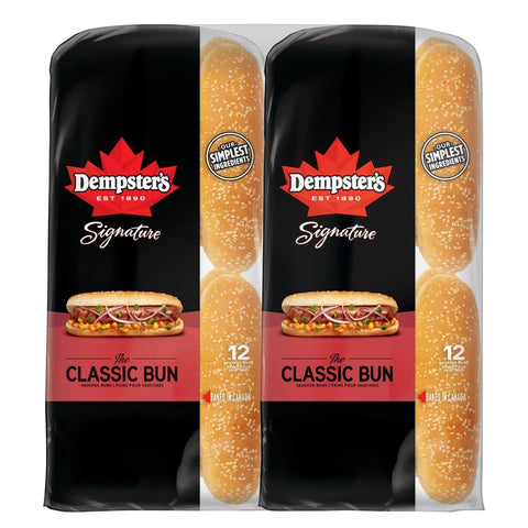 Dempster's Deluxe White Hot Dog Buns, 2 x 12 buns