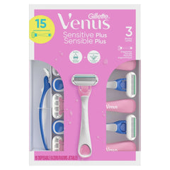 Gillette Venus Sensitive Women's Disposable Razors, 15 razors