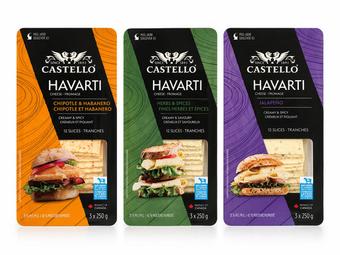 Castello Havarti Variety Slices, 3 x 250 g