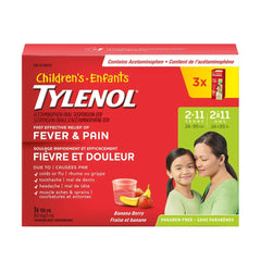 Tylenol Children's Pain Reliever Banana Berry Liquid, 3 x 100 mL