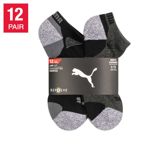 Puma Men's Low Cut Socks Grey 6-12, 12 pairs