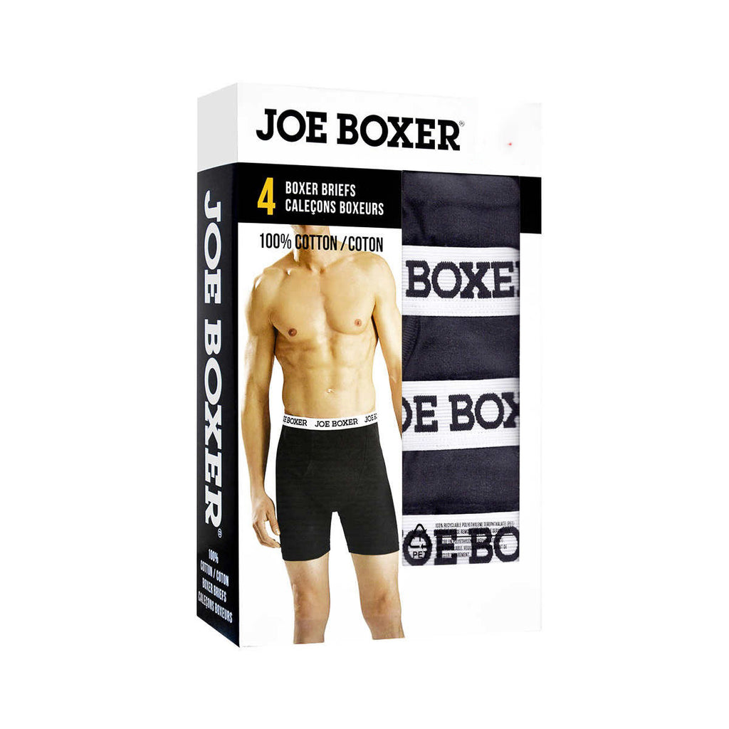 Joe Boxer Men's Cotton Black Boxer Briefs XXL, 4 units